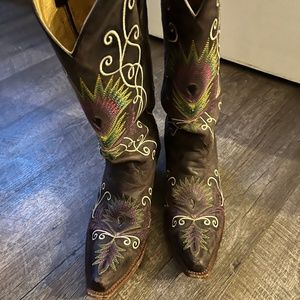 Tony Lama chocolate brown cowboy boot women’s size 8
